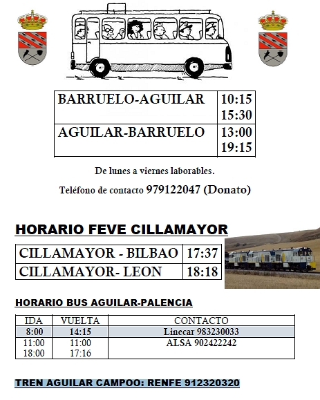 horario de autobuses y trenes FEVE, Barruelo y Cillamayor